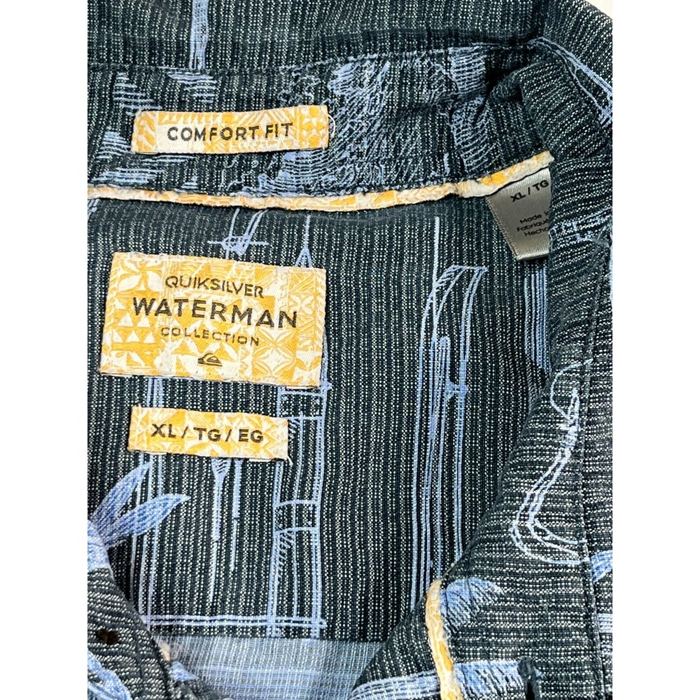 Quiksilver Waterman collection Mens XL Shirt Aloha Button Front Tropical Comfort - Picture 4 of 7